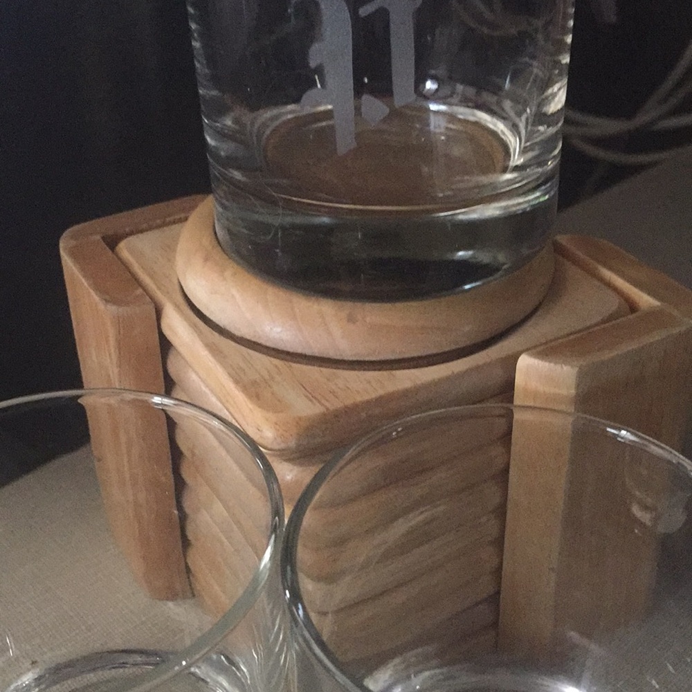 Made in Thailand genuine wood coasters 3 glasses